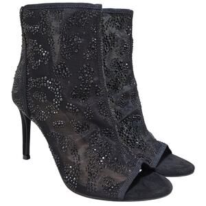 Thalia Sodi Women Shay Embellished Ankle Booties Size US 6.5M Black Mesh